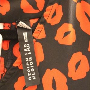 Black Blouse with Red Lips Blouse